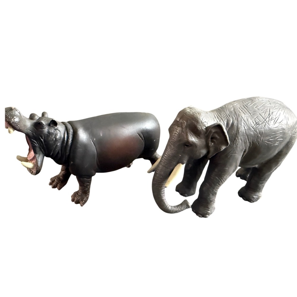 Terra by Battat Hippo Elephant Animal Figures Lot Safari Zoo Wildlife toys Kids‎